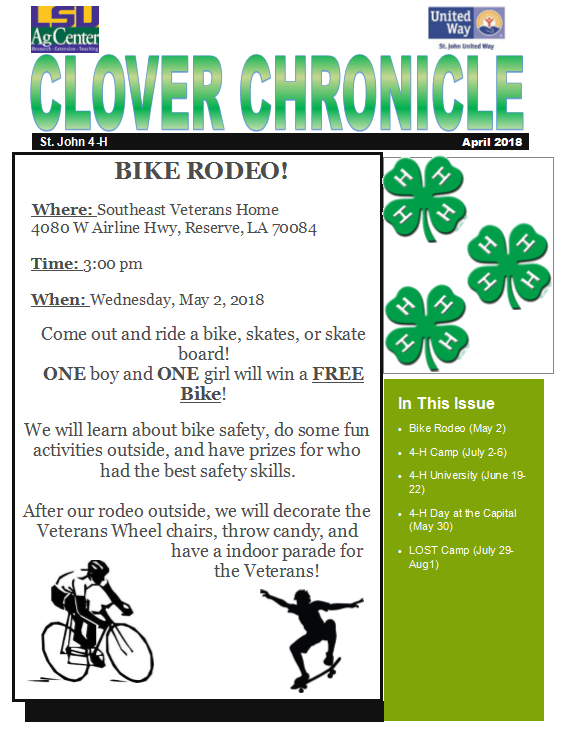 2017-2018 St. John 4-H Clover Chronicle 